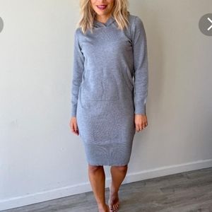 Modshop gray sweater dress with hood XL runs small